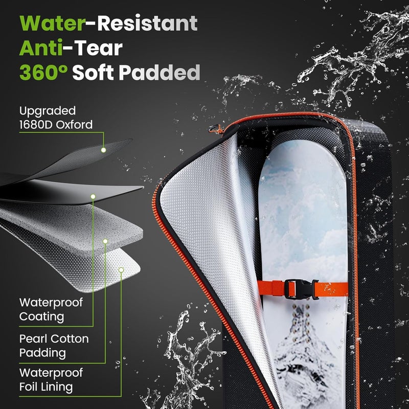 HOUIT Padded Snowboard Bag, Waterproof Snowboard Travel Bags for Air Travel Flying - 1680D Reinforced, with Mesh Pocket, Ski Pole Pocket - Image 3